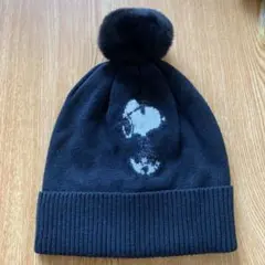 キッズ　スヌーピー　ニット帽　黒　新品
