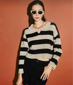 クロップドニットセーター