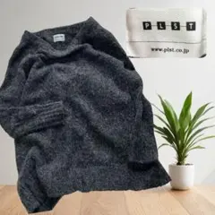 【美品】PLST モヘヤ　ニット　長袖　グレー　ブラック　大きめ　M