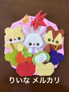 ☆ 折り紙 リース 壁面飾り 「黒猫ちゃんとパンジー♡柴犬さん