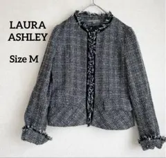 LAURA ASHLEYツイードノーカラージャケットセレモニーラメフリンジMのサムネイル