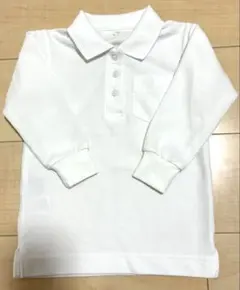 ホワイト 長袖ポロシャツ 100cm