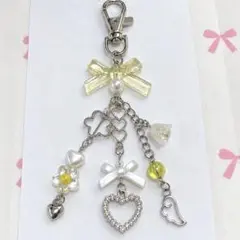 ビーズキーホルダー ハンドメイド イエロー　韓国風