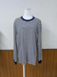 UNIQLO　長袖ボーダーTシャツ ネイビー　U0227