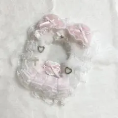 トレカケース 硬質ケース レースデコ猫耳 白ピンクハートリボン