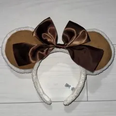 ディズニー カチューシャ リボン ブラウン