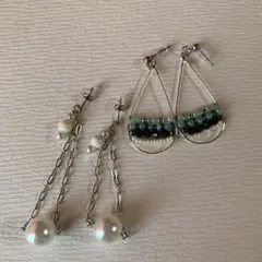 パールとビーズのエレガントピアスセット