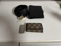 GUCCI グッチ 手帳カバーブラック ベージュキーケース ベルト黒 おまけ付き