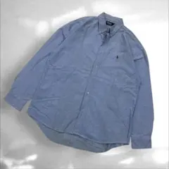 ポロラルフローレン　長袖ボタンダウンシャツ　ライトブルーコットン100%（C2