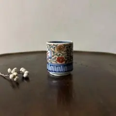 古伊万里　色絵筒猪口　覗き　幕末明治　蕎麦猪口　アンティーク　金継ぎ　検:李朝