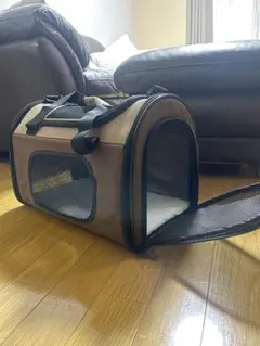 ペットキャリーバッグ 犬 猫 一度のみ使用 折りたたみ ショルダー付き ブラウンのサムネイル