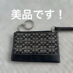 美品　COACH シグネチャー コインケース 小銭入れ　グレー　ブラックのサムネイル
