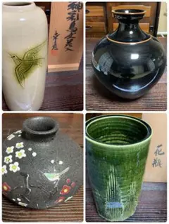 「4個セット」　陶器製花瓶 木箱付き