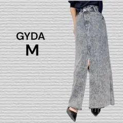 《GYDA》フロントスリットアシンメトリーケミカルデニムロングスカート M