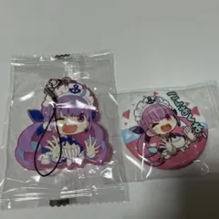 ホロライブ　湊あくあ　2点セット　カプセル缶バッジ　ラバーストラップ