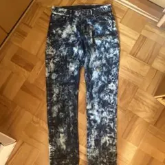 HARE ハレ デニムパンツ ブルー×ホワイト　タイダイ　S