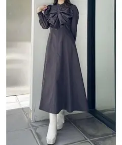 MERCURYDUO フロントBIGリボンフレアワンピース