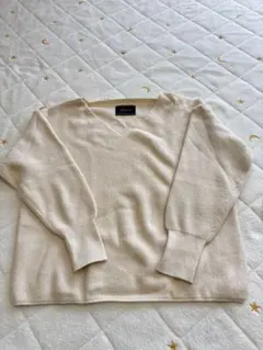 Loungedress アイボリー Vネックニット サイズF
