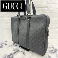 グッチ 2WAY ブリーフケース ビジネス GG スプリーム 黒 A4収納可