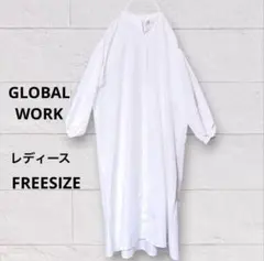 グローバルワーク シャツワンピース ロングワンピース レディース F ホワイト
