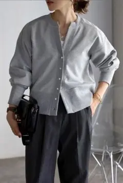 完売カラー★カーディガン スナップボタン スウェット ショート丈 hunch