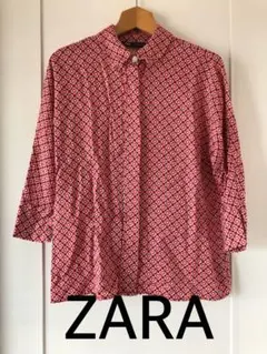 【美品】ZARA 幾何学模様 七分袖シャツ