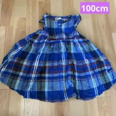 ワンピース　チェック　100cm 綿100%