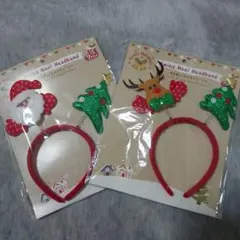 【2個セット】クリスマス　ゆらゆらノエル　カチューシャ　サンタ　ツリー　セリア②