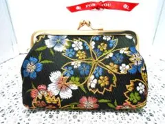 がま口ポーチ♪ 京都西陣 金襴 桜華③ 財布、カード、小物入れ♪