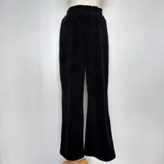 CINEMA CLUB コーデュロイワイドパンツ（L L）黒系　秋冬　イージー