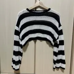 WEGO ストライプ クロップドニット