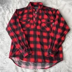MILTON 赤黒 チェック柄 ネルシャツ Mサイズ 古着