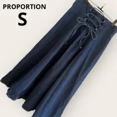 デニム ロングスカート バックレースアップ S ハイウエスト インディゴ 美品