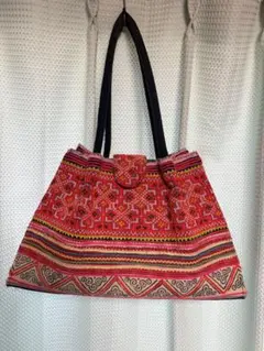 希少品】モン族刺繍バッグ 超特大 トートバック エスニック 一点物