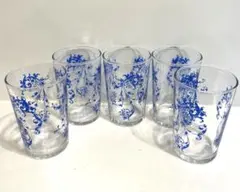 昭和レトロ 東洋ガラス ガラス コップ タンブラー ブルー 青 5個セット
