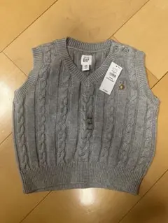 GAP ケーブル編み ノースリーブセーター グレー