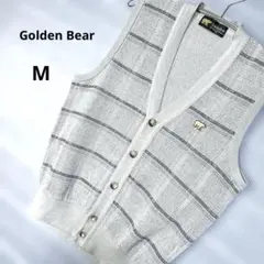 Golden Bear メンズ Vネック チェック柄 ニットベスト ゴルフ M