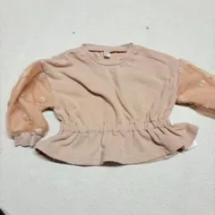 après les cours 薄オレンジ チュール袖トップス