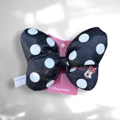 ディズニー ミニー リボン 大 ヘアゴム 水玉 黒 白 ブラック ラメ
