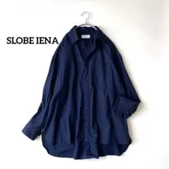 SLOBE IENA✨ファインＯＸオーバーロングシャツ　ネイビー　シャツ