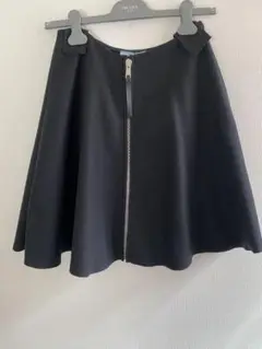 PRADA プラダ 膝丈 コットン プリーツスカート フレア サイズ42 黒 ☆PRADA☆直営店買付☆プラダ Re-Nylon プリーツスカート (PRADA