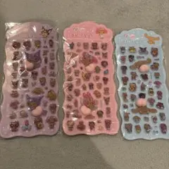 桃シール　クロミ、マイメロ、シナモン　3枚セット