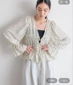 フラワー2wayペプラムブラウス ホワイト LOWRYSFARM F