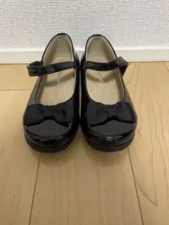 リボン付きブラックフォーマルシューズ