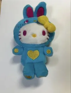 ハローキティ サンリオ カラフルバニー　マスコットブルー　キーホルダーマスコット