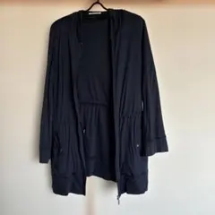 NEWYORKER フード付きロングカーディガン ネイビー