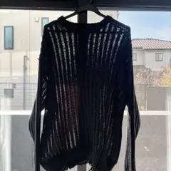 リブ編み ブラック ニットセーター オーバーサイズ