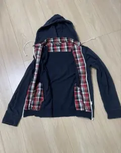 BEAMS HEART パーカー ネイビー チェック裏地