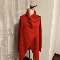 Ralph Lauren 赤いケーブルニット長袖カーディガン