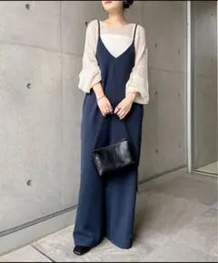 andme きれいめツイルワイドキャミサロペット